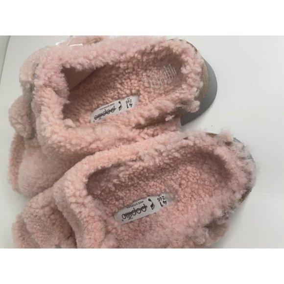 Birkenstock Arizona Teddy Shearling Platform Sandals Pink Big Buckle 41 US 10 - Picture 7 of 7